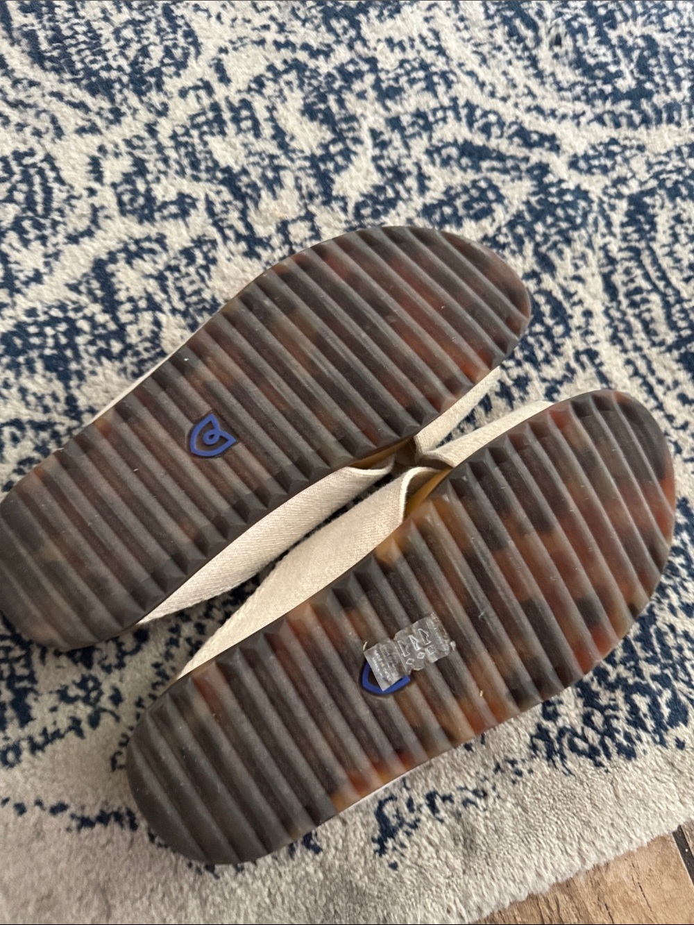 Rothy's Crisscross Slide Mules in Cream and Tan - Picture 2 of 2